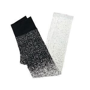 Athleta Flurry Ombre Ribbed Black & White Activewear Leggings Women's Size Small